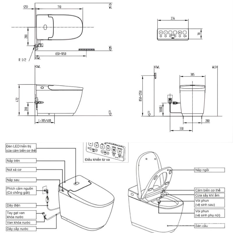 Bồn cầu điện tử tiện lợi SATIS S Inax AC-819VN 6 Bồn cầu điện tử tiện lợi SATIS S Inax AC-819VN