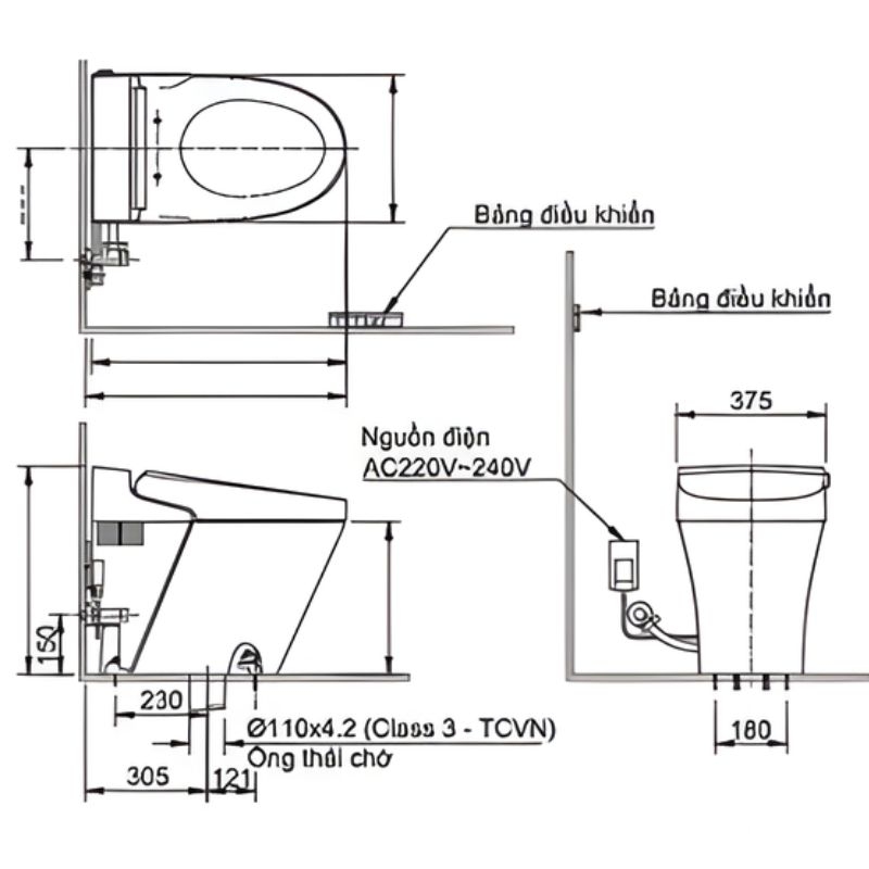 Bồn cầu thông minh SATIS G Inax AC-G216VN.BW1 5 Bồn cầu thông minh SATIS G màu đen nhám sang trọng Inax AC-G216VN/BKG