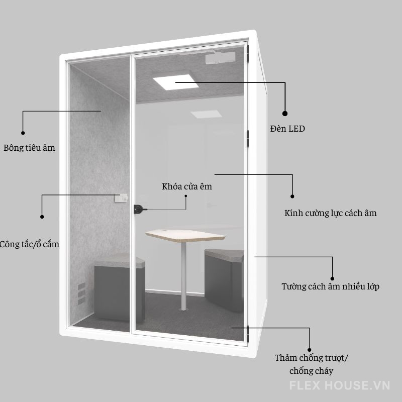 Cabin cách âm cho văn phòng họp trực tuyến di động HKM.SD