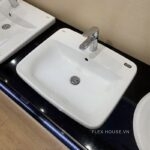 Chậu lavabo rửa mặt dương vành men chống bẩn Inax AL-2398V