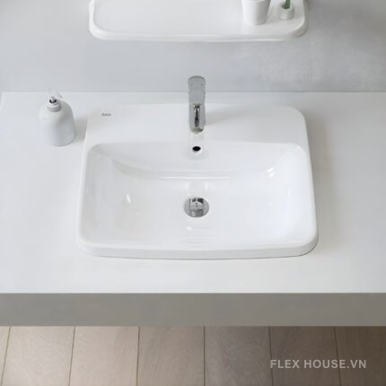 Chậu lavabo rửa mặt dương vành men chống bẩn Inax AL-2398V