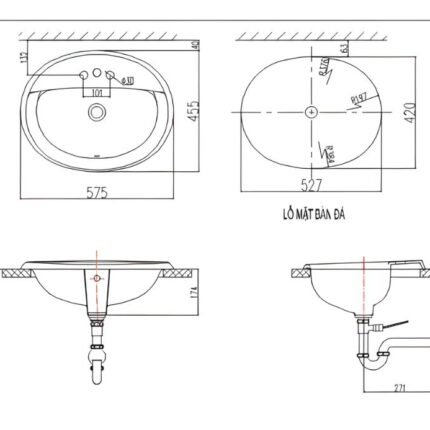 Chậu lavabo dương vành dáng tròn Inax AL-2395V