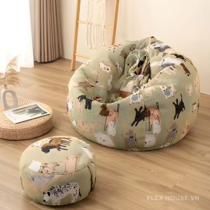 Sofa lười hạt xốp họa tiết chú chó đáng yêu DF9348