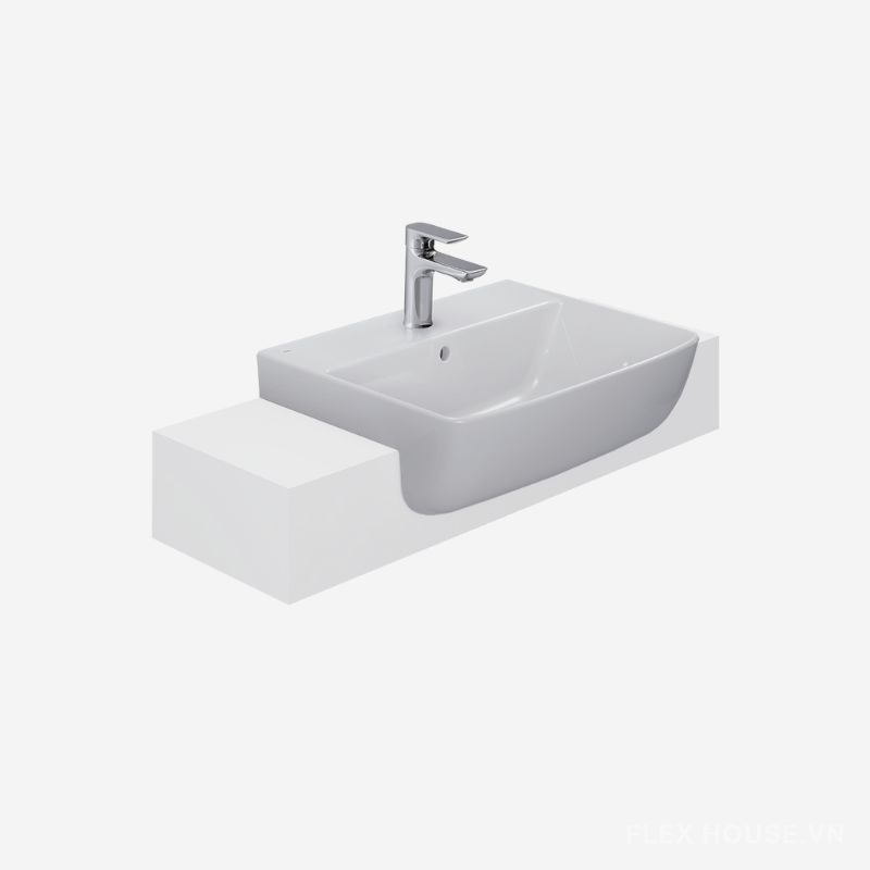 Chậu lavabo rửa mặt bán âm bàn Inax AL-345V (1) Chậu lavabo rửa mặt bán âm bàn Inax AL-345V