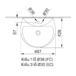 Chậu lavabo rửa mặt treo tường dáng tròn Inax L-285V