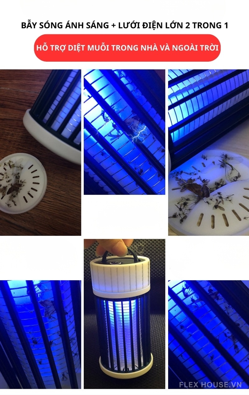 Đèn diệt muỗi ánh sáng tím UV 365nm sạc USB FB8824