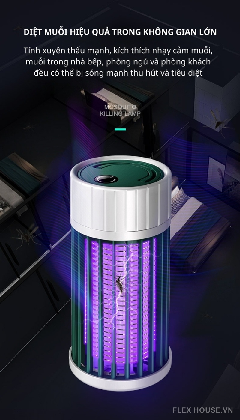 Đèn diệt muỗi ánh sáng tím UV 365nm sạc USB FB8824