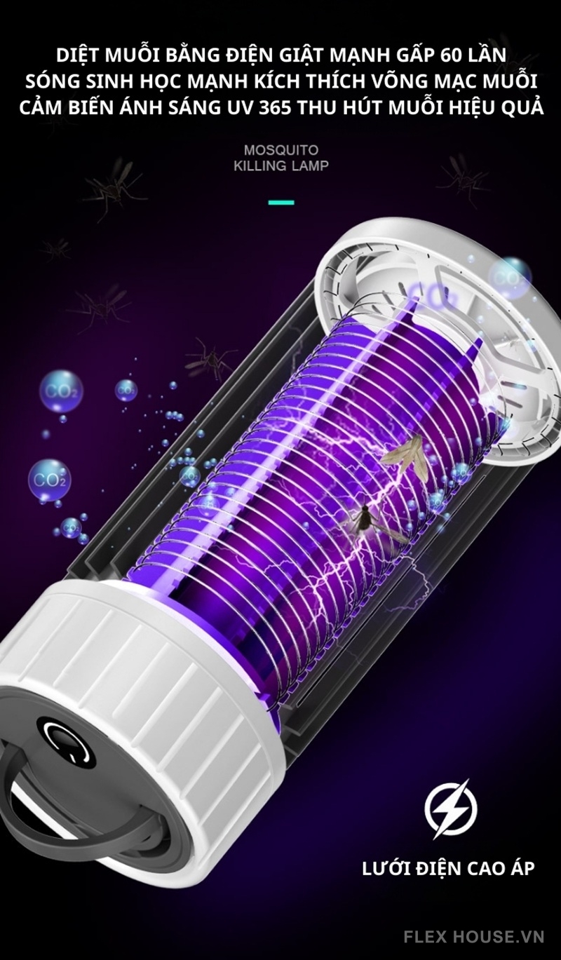 Đèn diệt muỗi ánh sáng tím UV 365nm sạc USB FB8824