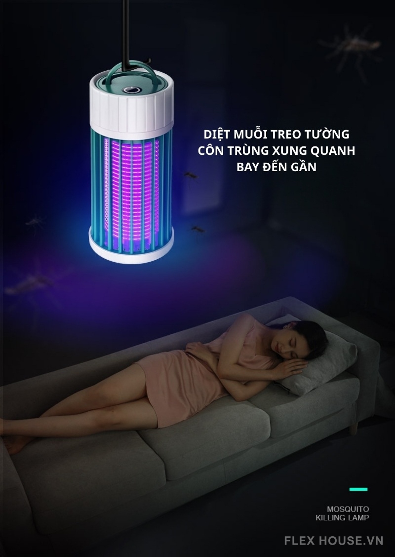 Đèn diệt muỗi ánh sáng tím UV 365nm sạc USB FB8824