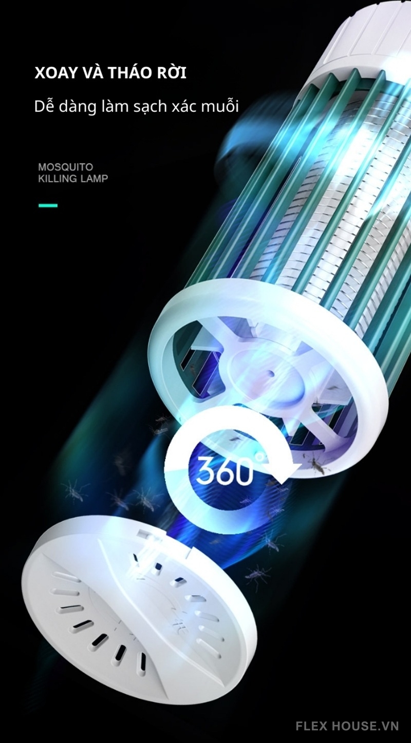 Đèn diệt muỗi ánh sáng tím UV 365nm sạc USB FB8824