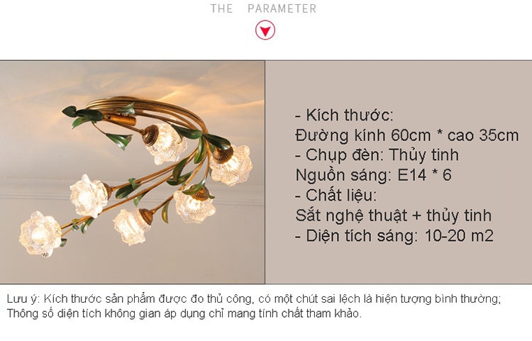 Đèn trần phòng ngủ đóa hoa linh lan Retro SZ864 10 Đèn trần phòng ngủ đóa hoa linh lan Retro SZ864 15