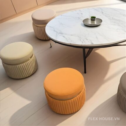 Ghế đôn Artistic bọc da đa màu sắc MK8367