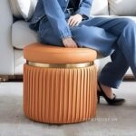 Ghế đôn Artistic bọc da đa màu sắc MK8367