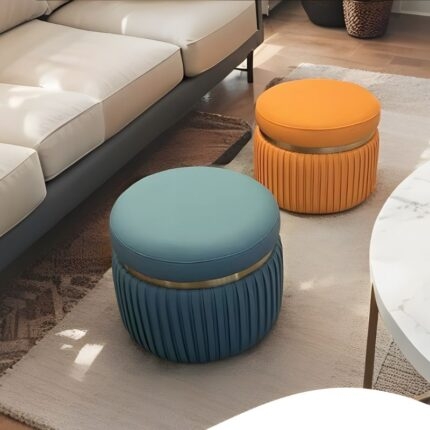 Ghế đôn Artistic bọc da đa màu sắc MK8367