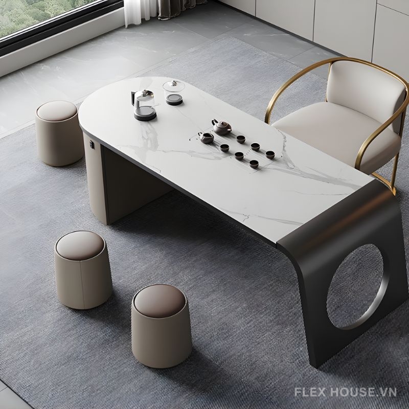 Ghế đôn sofa bọc da phong cách Bắc Âu MK9330