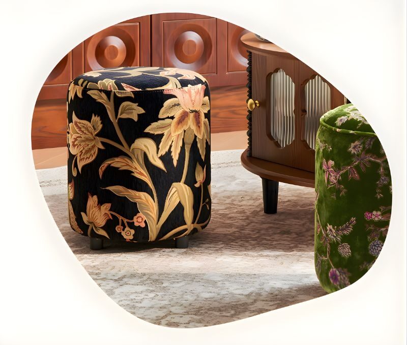 Ghế đôn sofa bọc vải Chenille cổ điển MK5315 1