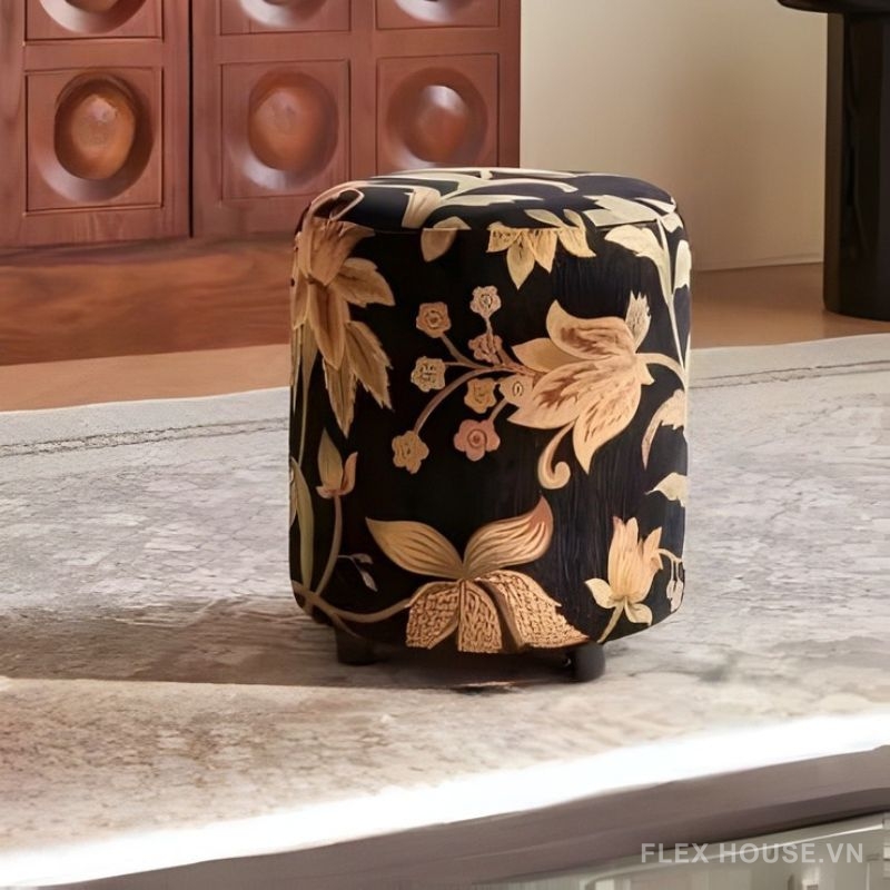 Ghế đôn sofa bọc vải Chenille cổ điển MK5315