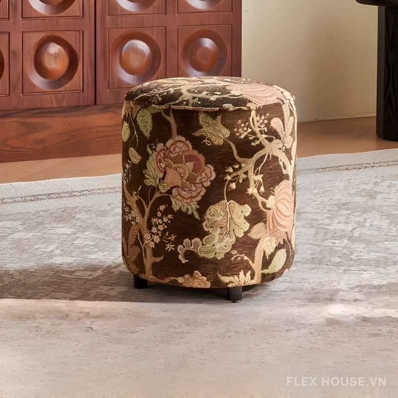 Ghế đôn sofa bọc vải Chenille cổ điển MK5315