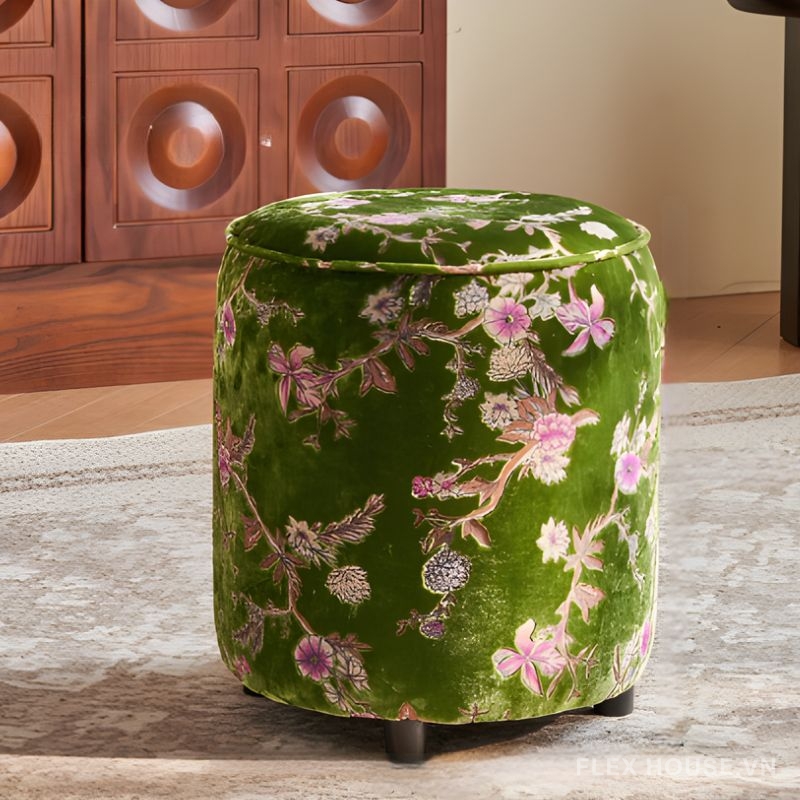 Ghế đôn sofa bọc vải Chenille cổ điển MK5315