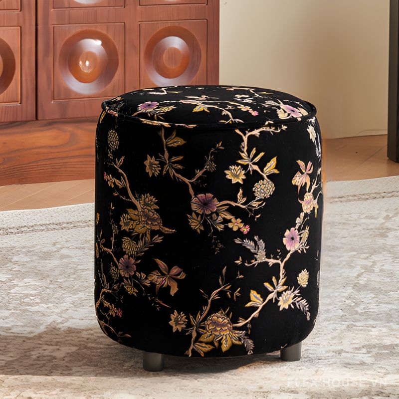 Ghế đôn sofa bọc vải Chenille cổ điển MK5315