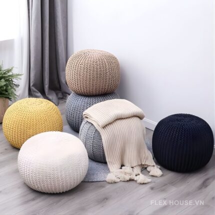 Ghế đôn trang trí bằng len polyester nhiều màu sắc SGR2788