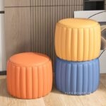 Ghế đôn trang trí hình bánh macaron bằng da YBT9786