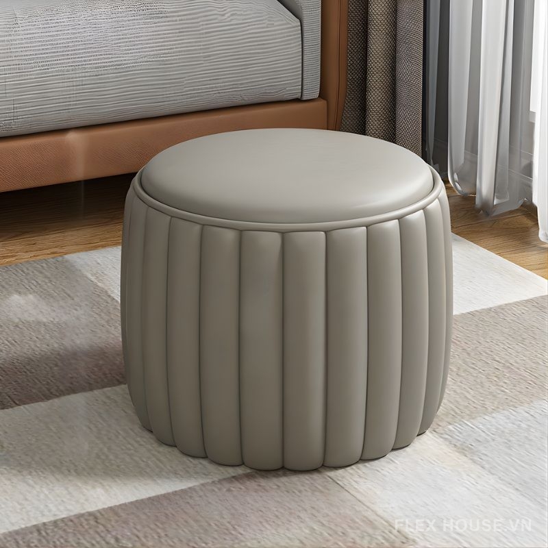 Ghế đôn trang trí hình bánh macaron bằng da YBT9786 11 Ghế đôn trang trí hình bánh macaron bằng da YBT9786