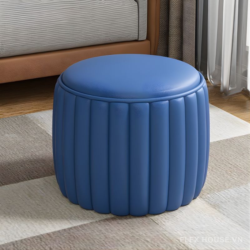 Ghế đôn trang trí hình bánh macaron bằng da YBT9786