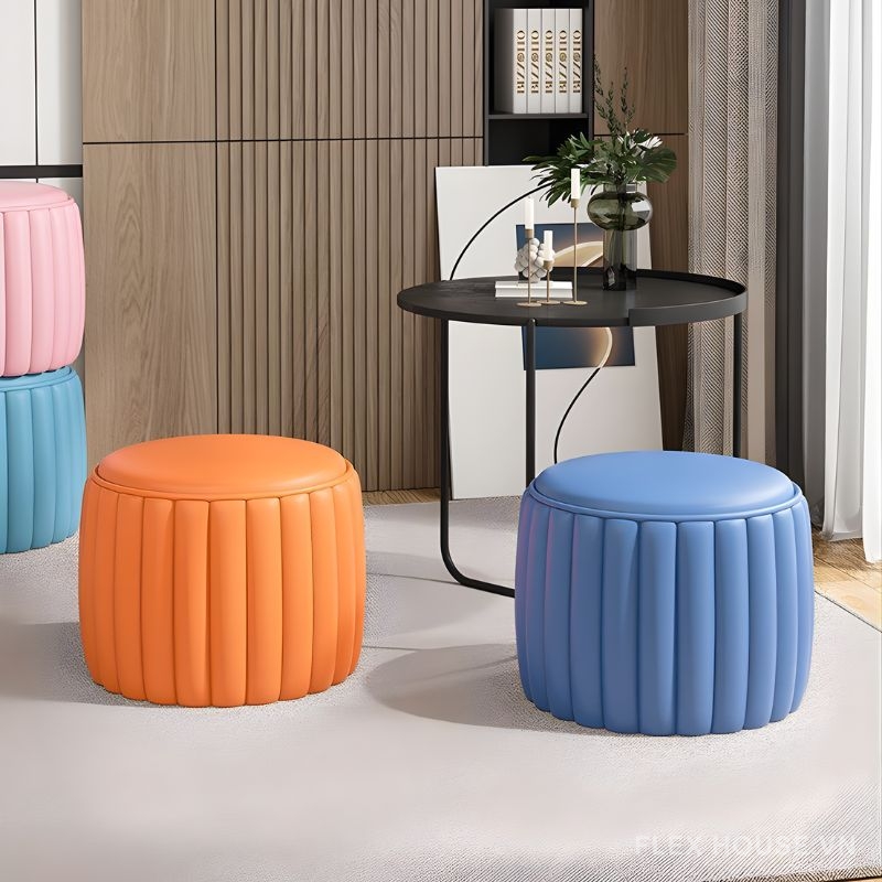 Ghế đôn trang trí hình bánh macaron bằng da YBT9786 6 Ghế đôn trang trí hình bánh macaron bằng da YBT9786