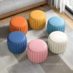 Ghế đôn trang trí hình bánh macaron bằng da YBT9786