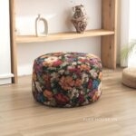 Ghế đôn trang trí hình trụ họa tiết hoa cỏ Retro DF5356