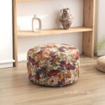 Ghế đôn trang trí hình trụ họa tiết hoa cỏ Retro DF5356