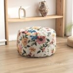 Ghế đôn trang trí hình trụ họa tiết hoa cỏ Retro DF5356