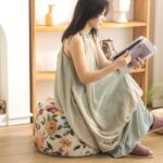 Ghế đôn trang trí hình trụ họa tiết hoa cỏ Retro DF5356