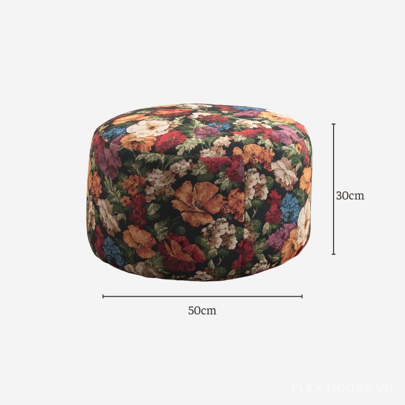 Ghế đôn trang trí hình trụ họa tiết hoa cỏ Retro DF5356