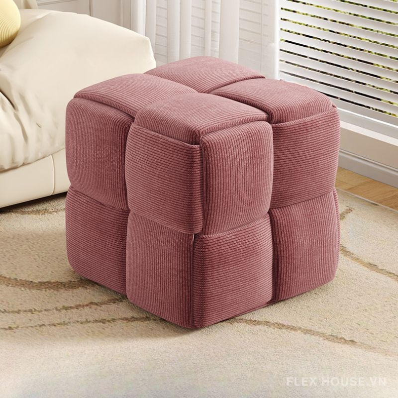 Ghế đôn trang trí khối vuông dệt kim bọc nhung BJ2989 6 Ghế đôn trang trí khối vung dệt kim bọc nhung BJ2989