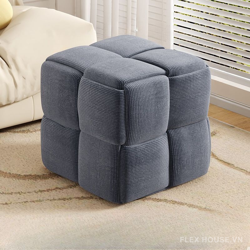 Ghế đôn trang trí khối vuông dệt kim bọc nhung BJ2989 4 Ghế đôn trang trí khối vung dệt kim bọc nhung BJ2989