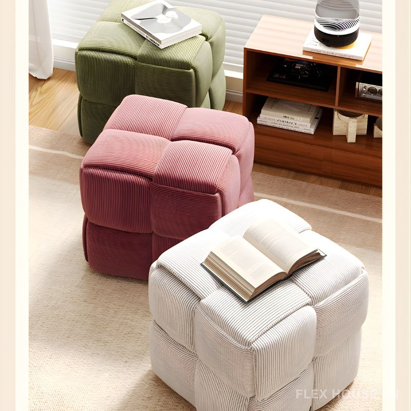 Ghế đôn trang trí khối vuông dệt kim bọc nhung BJ2989 2 Ghế đôn trang trí khối vung dệt kim bọc nhung BJ2989