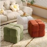 Ghế đôn trang trí khối vung dệt kim bọc nhung BJ2989