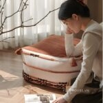 Ghế đôn trang trí tua rua vintage VA2139