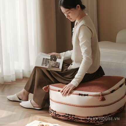 Ghế đôn trang trí tua rua vintage VA2139