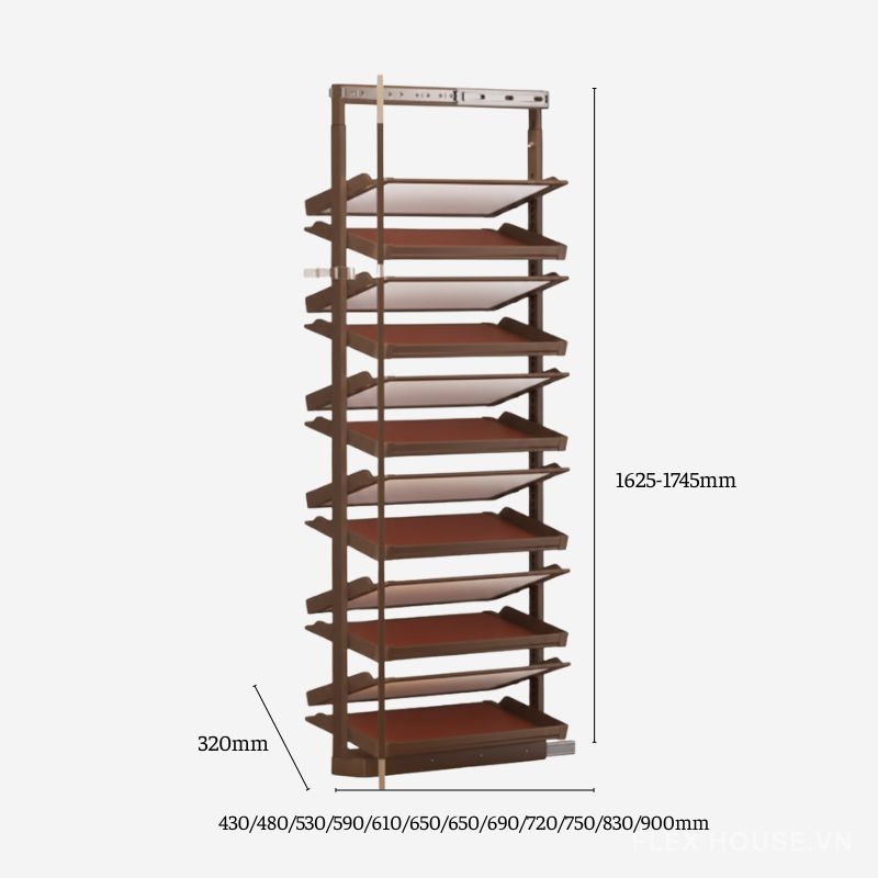 Giá để giày 2 chiều âm tủ 12 tầng tiết kiệm không gian YHF2507