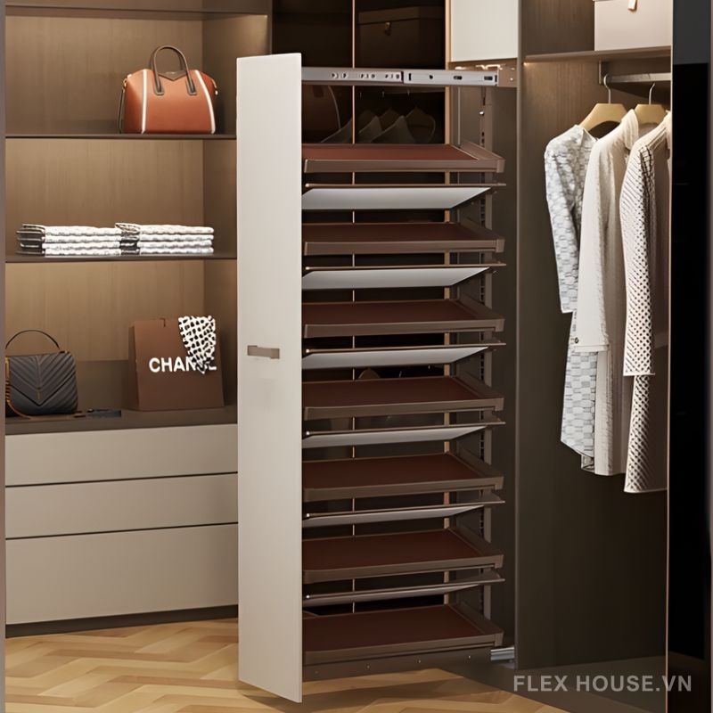 Giá để giày 2 chiều âm tủ gắn cánh cao 1865mm YHF2508