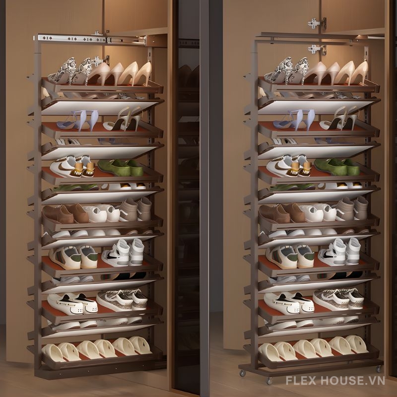 Giá để giày 2 chiều âm tủ gắn cánh cao 1865mm YHF2508