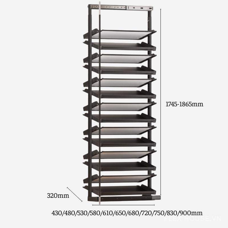 Giá để giày 2 chiều âm tủ tối ưu diên tích 1865mm YHF2509 (2)