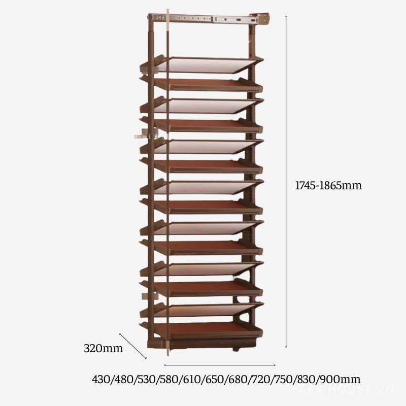 Giá để giày 2 chiều âm tủ tối ưu diên tích 1865mm YHF2509 (2)