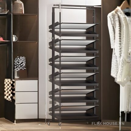 Giá để giày âm tủ 12 tầng tiết kiệm không gian có bánh xe YHF2522