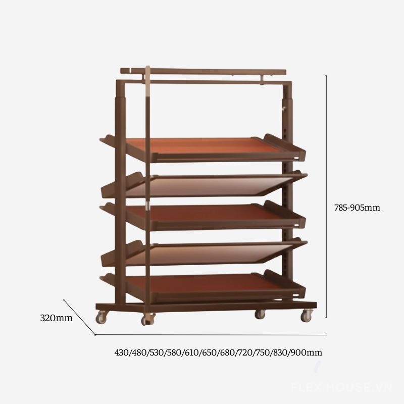 Giá để giày âm tủ 2 chiều 5 tầng cho tủ không đáy YHF2515