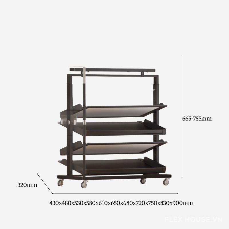 Giá để giày âm tủ 2 chiều có bánh xe gắn tủ YHF2514