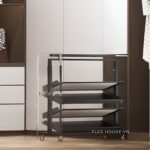 Giá để giày âm tủ 2 chiều có bánh xe gắn tủ YHF2514